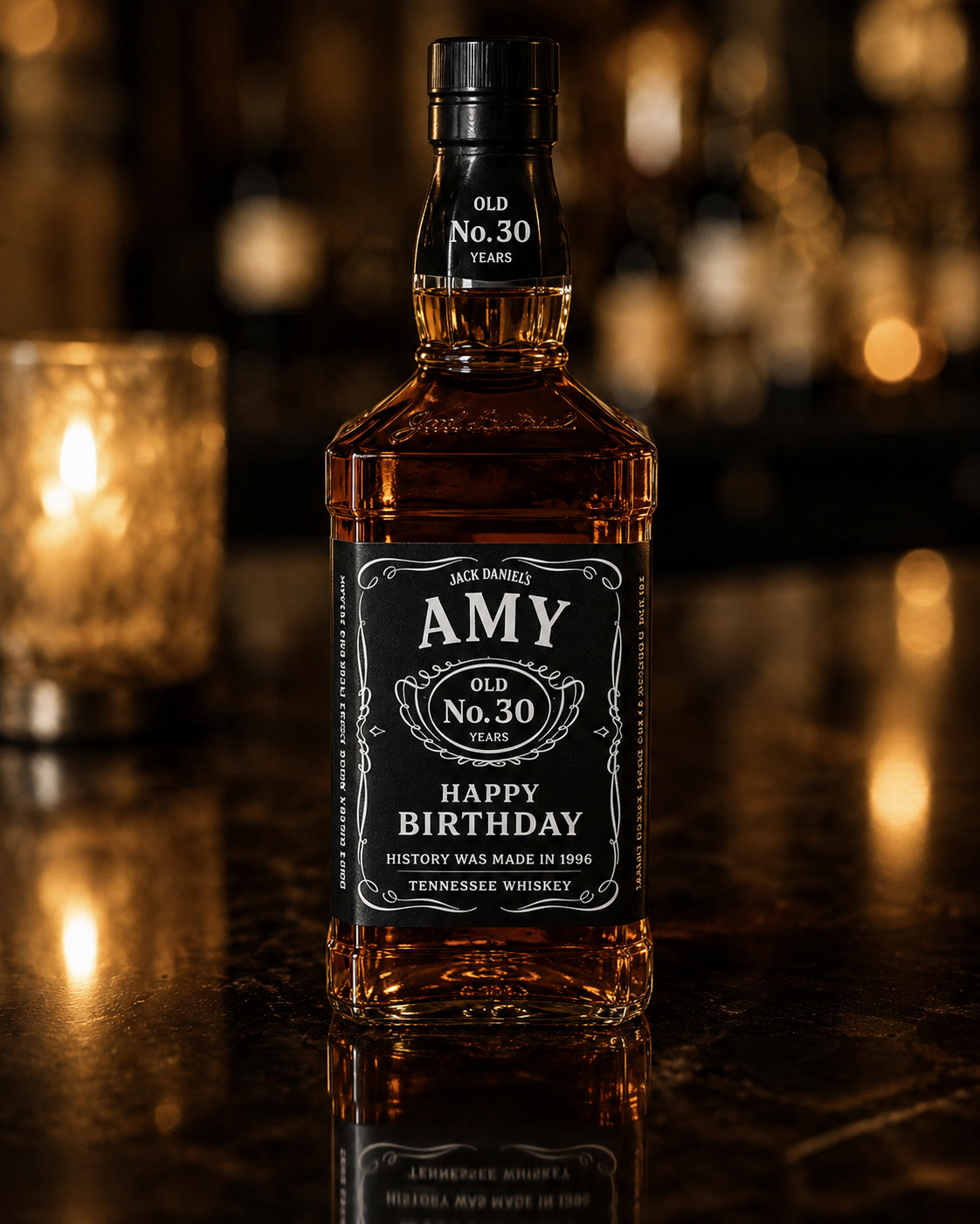 Custom whiskey bottle birthday favor label